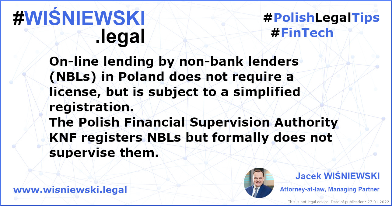 Registration of non-bank lenders in Poland #PolishLegalTips - #Wiśniewski. legal